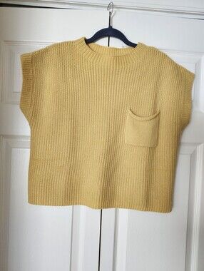 Ugerlov Mustard Yellow  Merino Wool Blend Knit Sweater Shortsleeve NWOT